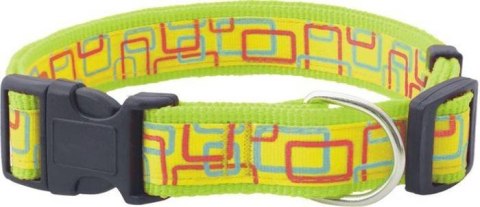 Obroża Basic Style, wzór geometryczny żółto-zielony, obwód 60 cm