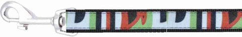 Smycz Basic Style, czarna z kolorowym wzorem, długość 122 cm, szerokość 2,5 cm