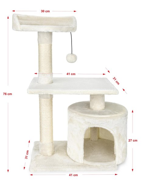 Drapak dla kota Happet CT08 76 cm – domek, półka, sizal