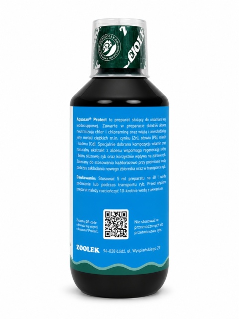 Zoolek Aquasan Protect 250 ml – uzdatniacz wody dla ryb, zmniejsza stres
