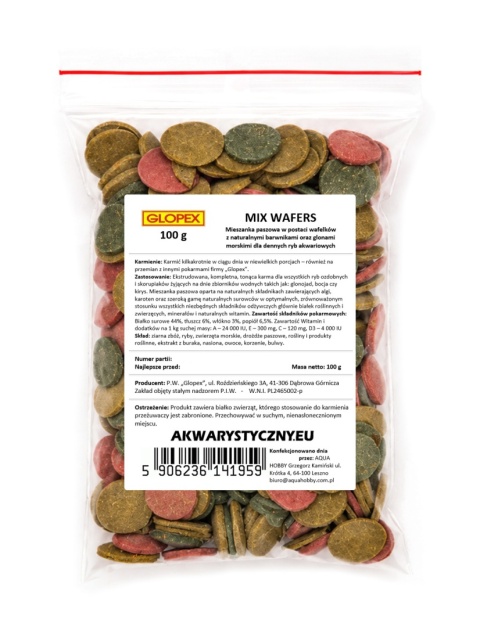 Glopex Mix wafers 100g Pokarm dla ryb dennych Kirys Glonojad Bocja