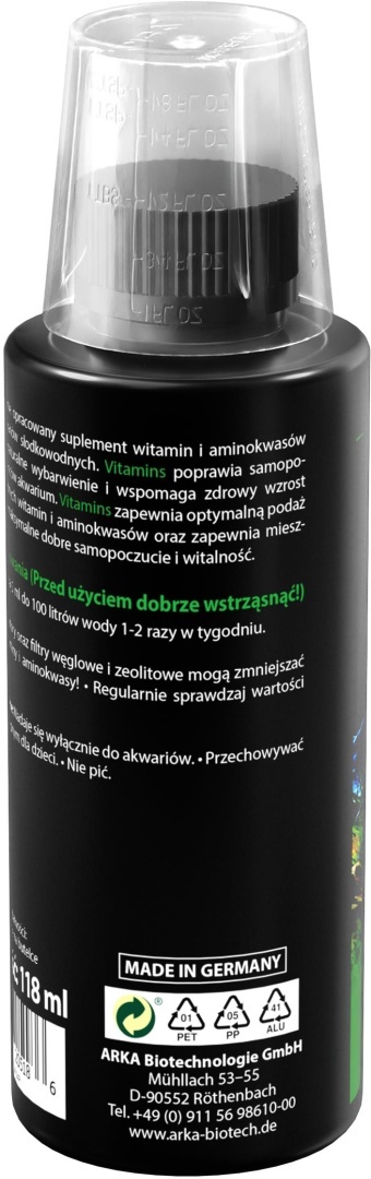 Arka Vitamins 118 ml – witaminy i aminokwasy do akwarium słodkowodnego