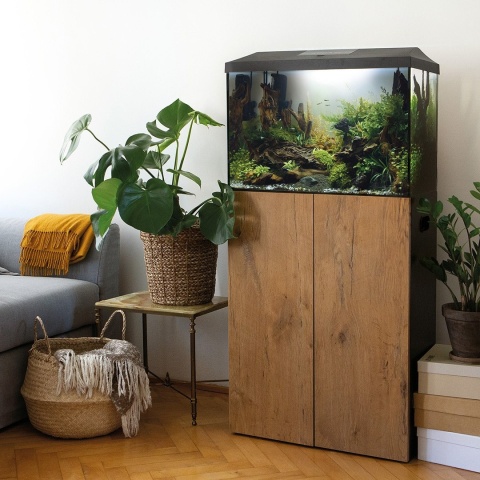 Akwarium 72l z wyposażeniem i szafką Czarne 60x30x125 cm - zestaw na start
