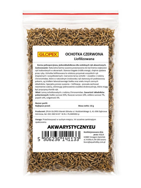 Glopex Ochotka liofilizowana 10g – naturalny pokarm dla ryb