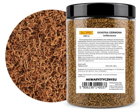 Glopex Ochotka liofilizowana 1000ml (140g) – naturalny pokarm dla ryb