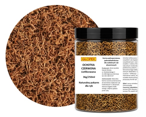 Glopex Ochotka liofilizowana 250ml (36g) – naturalny pokarm dla ryb