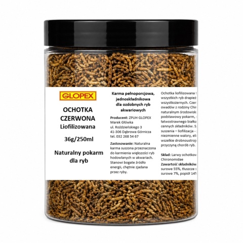 Glopex Ochotka liofilizowana 250ml (36g) – naturalny pokarm dla ryb