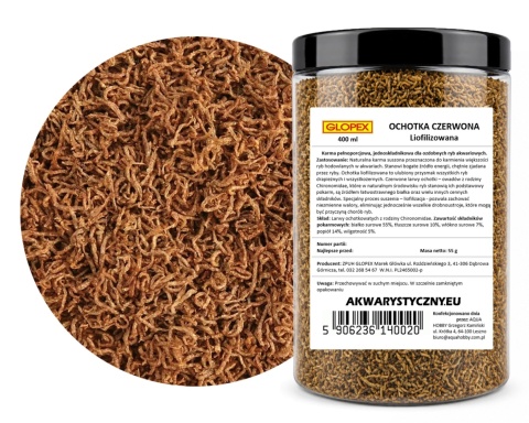 Glopex Ochotka liofilizowana 400ml (55g) – naturalny pokarm dla ryb