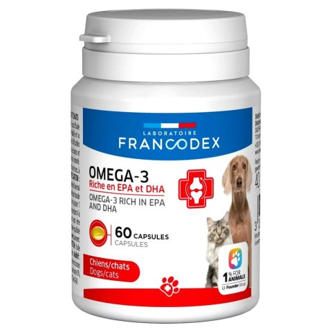 FRANCODEX PL Kapsułki Omega-3 przeciwzapalne, dla psów i kotów 60 kapsułek (FR170387)