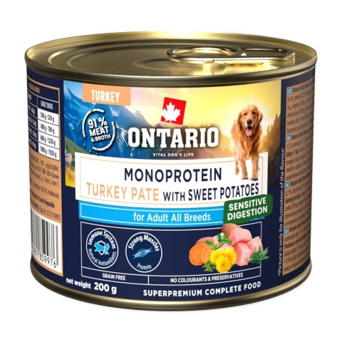 ONTARIO Adult Monoproteinowa konserwa Pâté z indyka ze słodkimi ziemniakami 200 g (214-859976)