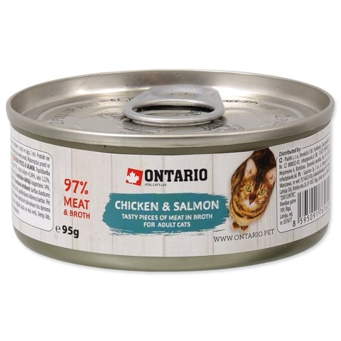 ONTARIO Chicken Pieces+Salmon 95g / Kawałki kurczaka i łosoś puszka 95g dla dorosłych kotów (213-2002)