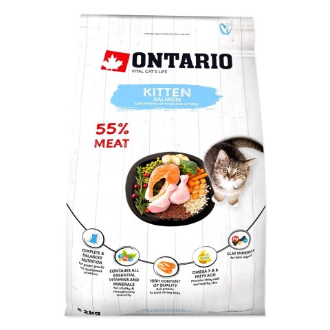 ONTARIO Kitten Salmon 2kg / Pokarm dla kociąt Łosoś (213-10075)