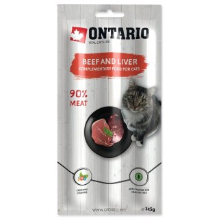 ONTARIO Miękki kabanos dla kotów wołowina z wątróbką pakowane po trzy sztuki - 3 X 5g (213-5816)
