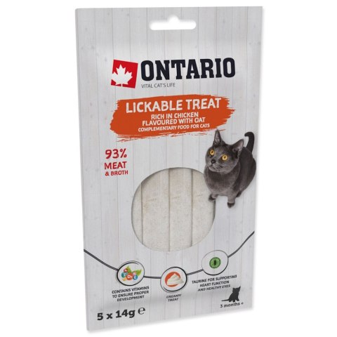 ONTARIO Przysmak do lizania dla kotów bogate w smaku kurczaka z owsem 5x14g (213-53318)