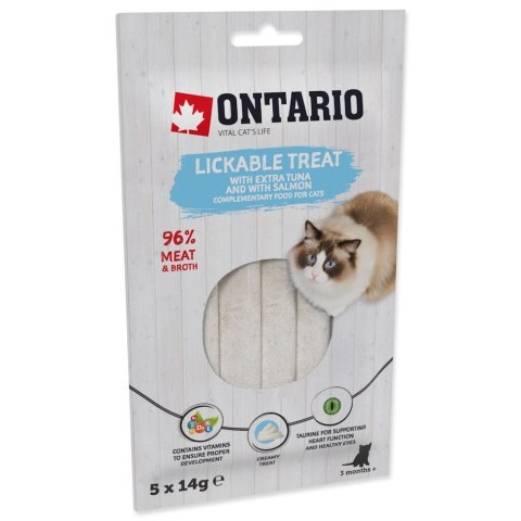 ONTARIO Przysmak do lizania dla kotów extra tuńczykiem i łososiem 5x14g (213-53718)