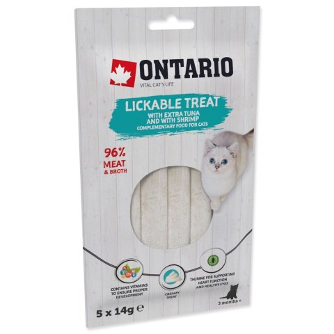 ONTARIO Przysmak do lizania dla kotów z extra tuńczykiem i krewetkami 5x14g (213-53713)