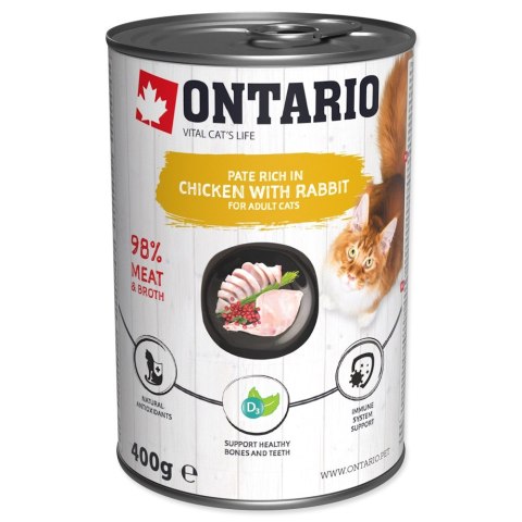 ONTARIO konserwa dla kotów Kurczak przyprawiony Królikiem oraz Żurawiną 400g (213-21132)