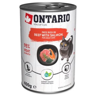 ONTARIO konserwa dla kotów Wołowina przyprawiona Łososiem oraz Spiruliną 400g (213-21102)