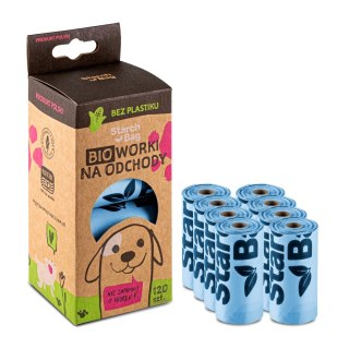 STARCHBAG Kompostowalne BIOworki na odchody 8 rolek x 15szt, kol. błękit (961830)