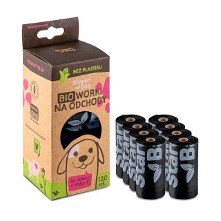 STARCHBAG Kompostowalne BIOworki na odchody 8 rolek x 15szt, kol. czarny (961833)