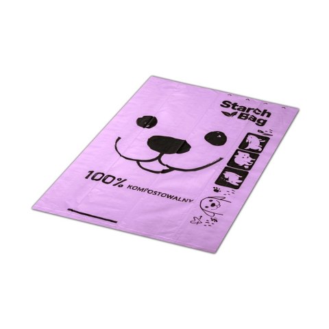 STARCHBAG Kompostowalne BIOworki na odchody 8 rolek x 15szt, kol. liliowy (961839)