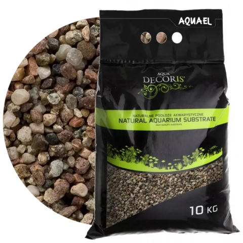 AQUAEL Decoris Żwir Naturalny Wielobarwny 5–10 mm 10 kg, podłoże do akwarium