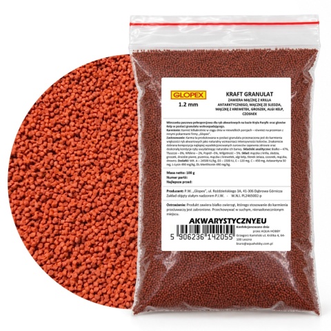 Glopex Kraft Granulat 1,2 mm 100 g – pokarm wybarwiający dla ryb