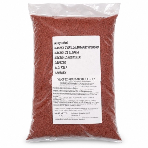 Glopex Kraft Granulat 1,2 mm 1kg – pokarm wybarwiający dla ryb