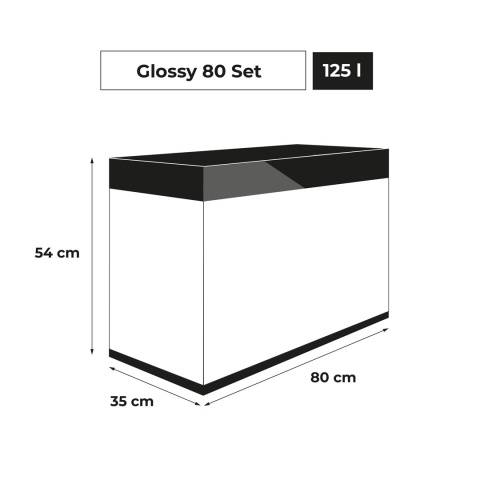 AQUAEL GLOSSY ST 80 D&N czarny – zestaw akwarium 125 l z szafką, oświetlenie LED 28 W, wysoki połysk