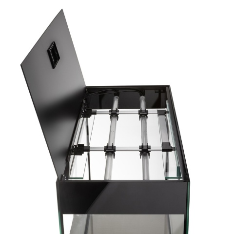 AQUAEL GLOSSY ST 80 Day & Night czarny – zestaw akwariowy 125 l z oświetleniem LED 2 × 14 W, Safe Tank