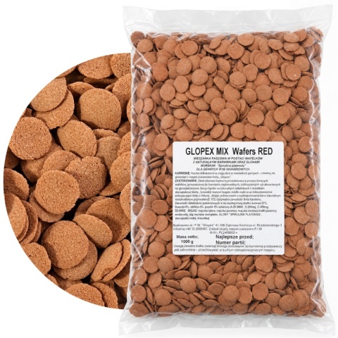 Glopex Wafers Red 1kg pokarm karma dla ryb dennych kirysa glonojada