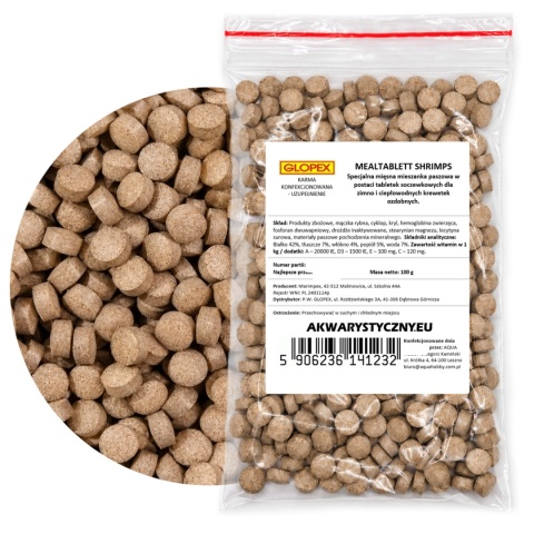 Glopex Meal Shrimps Tablet 100g energetyczny pokarm dla krewetek z cyklopem